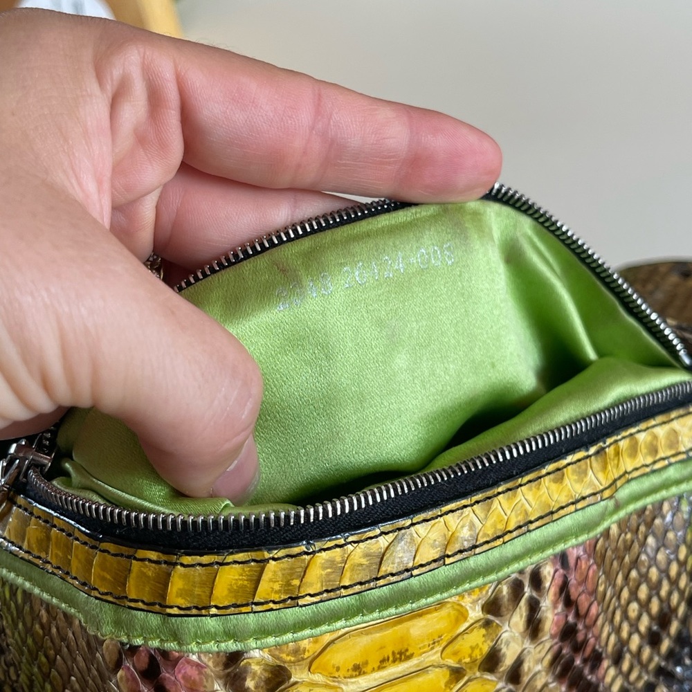 SOLD FENDI Rare Baguette Vintage Mirror Python Karl Lagerfeld Embellished - Picture 16 of 17